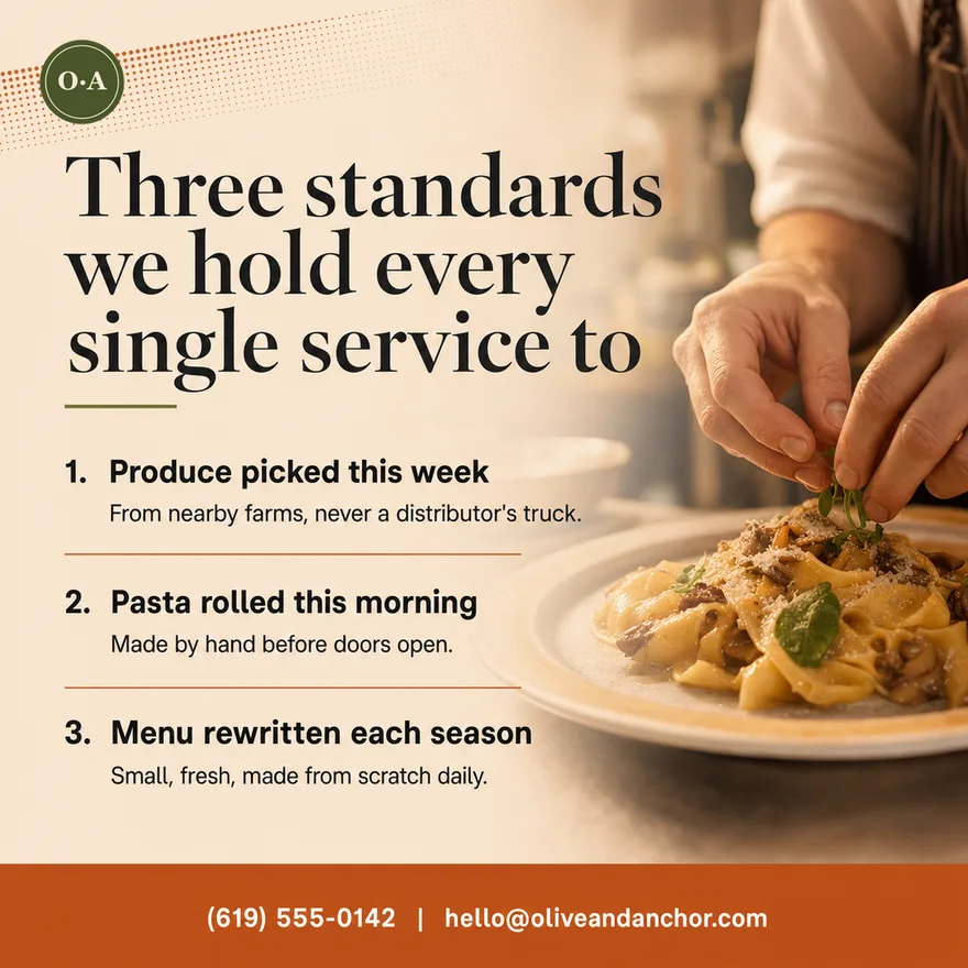 Olive & Anchor, Three standards we hold every single service to