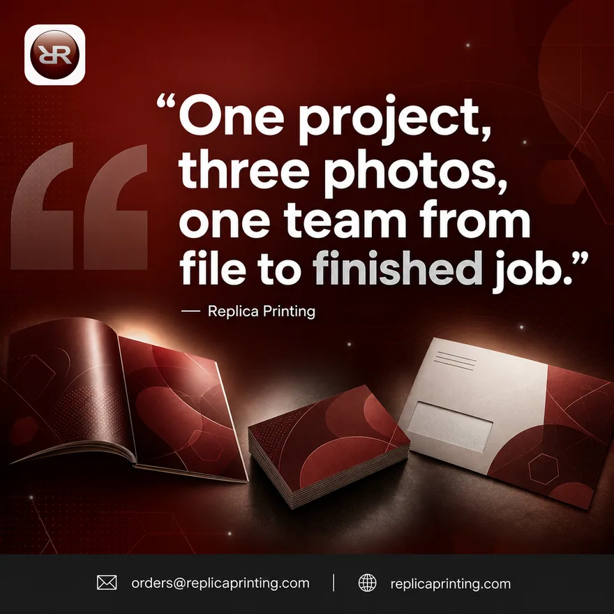 Replica Printing, One project, three photos, one team from file to finished job.
